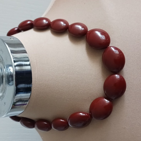 VCLM Faux Stone Necklace Brown 16" long - Picture 1 of 7